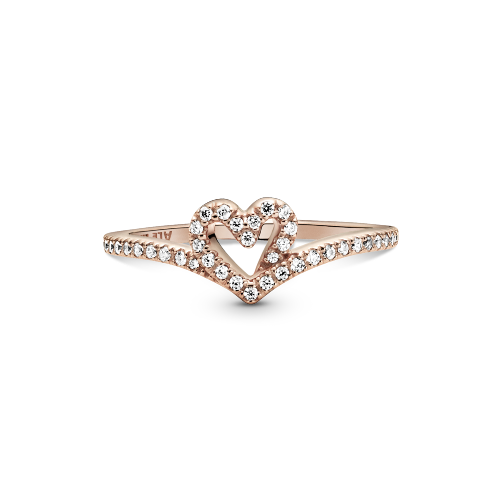 Pandora Sparkling Heart Wishbone Ring