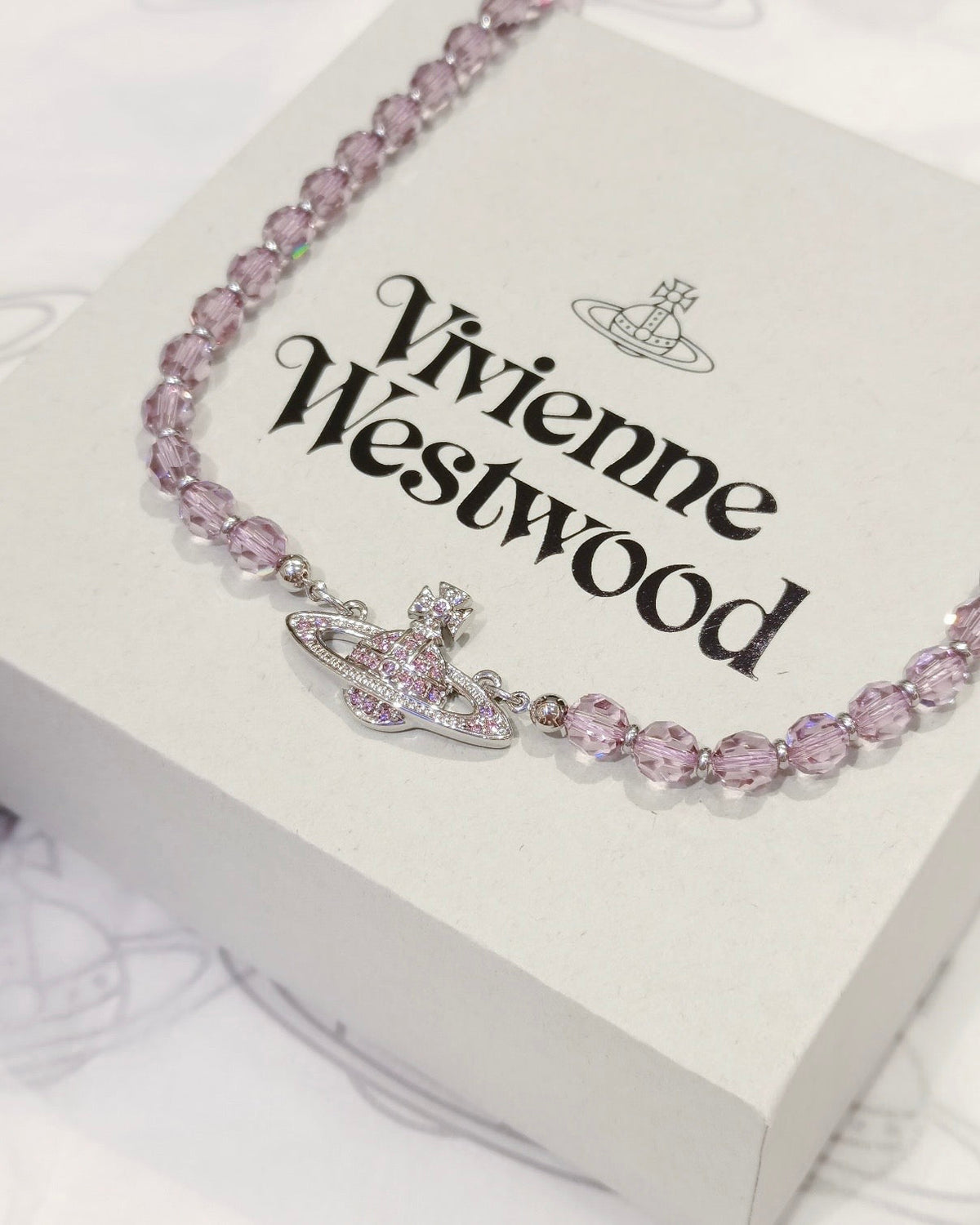 Vivienne Westwood Mini Bas Relief Choker Necklace жњЂж–°зґ«ж°ґж™¶