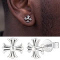 Hearts Of Chrome Cross Earrings - 925 Silver Oxidized - 8mm