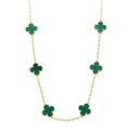 18K Yellow Gold Malachite 10 Motifs Vintage Alhambra Necklace