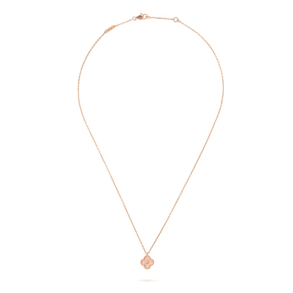 Van Cleef & Arpels Sweet Alhambra Collection 18K Rose Gold Four-Leaf Clover Necklace