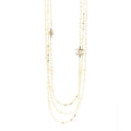 Metal Pearl Crystal Graduated CC Multi Strand Necklace Gold
