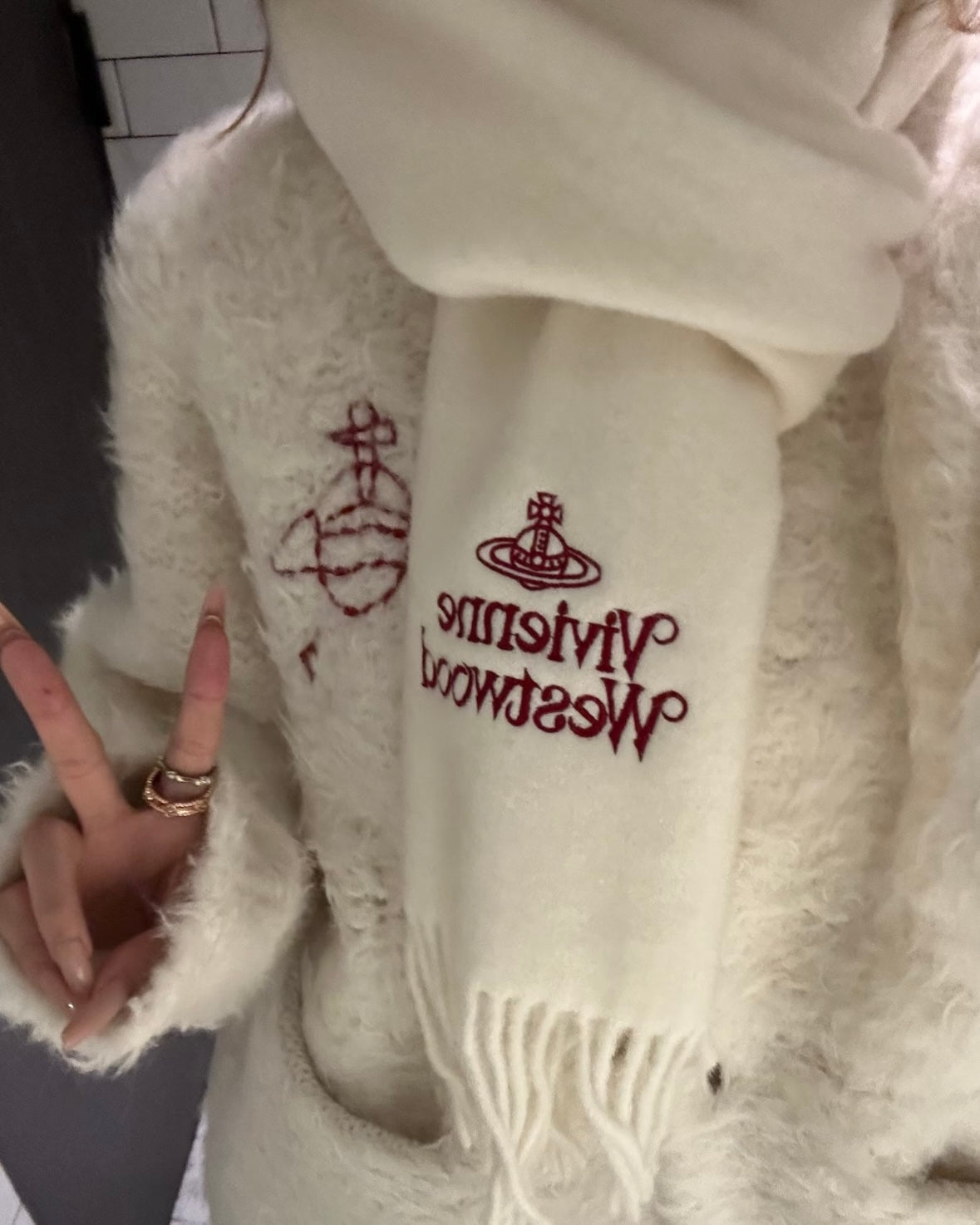 Vivienne Westwood Embroidered Logo Scarf (100% wool)
