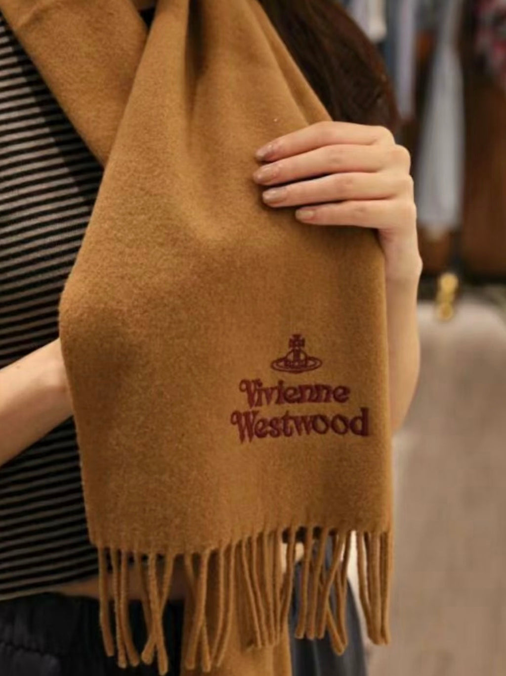 Vivienne Westwood Embroidered Logo Scarf (100% wool)