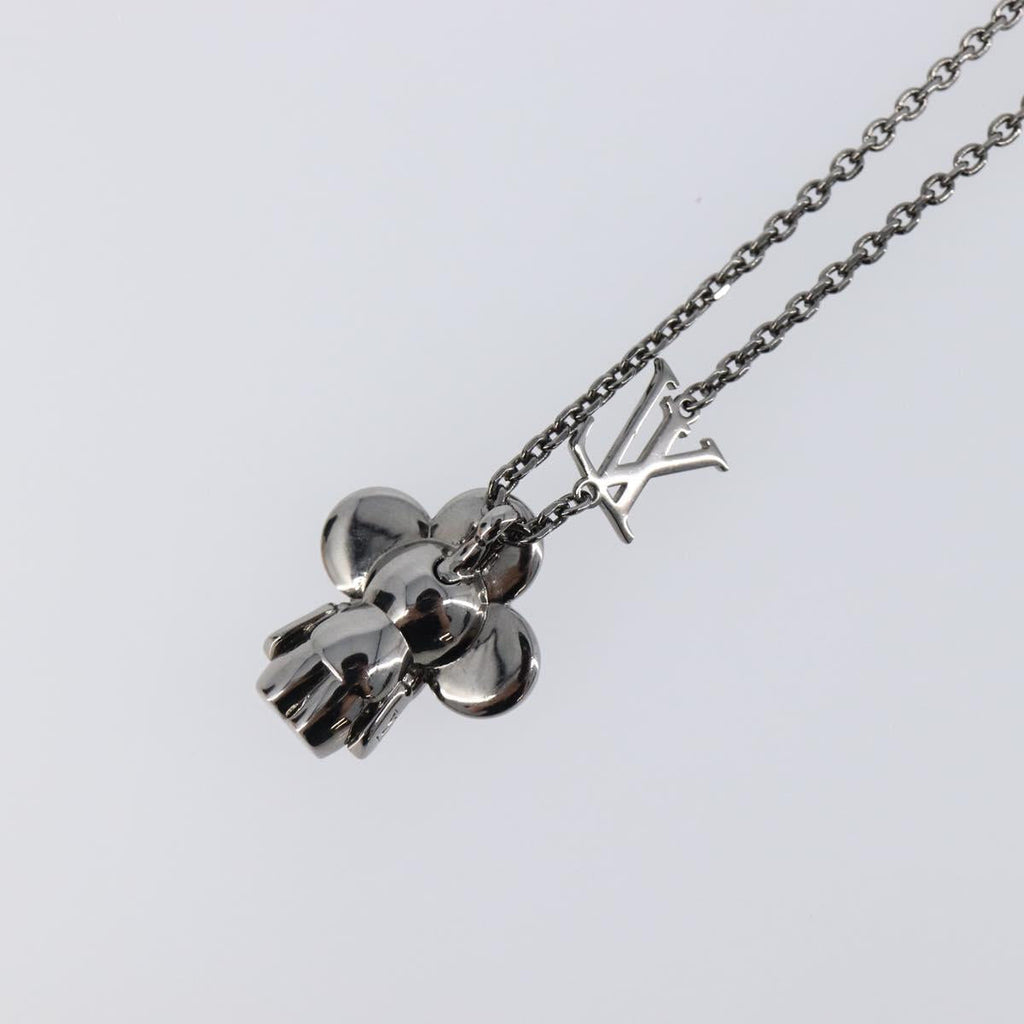 LOUIS VUITTON Pendant Vivienne Necklace Metal Black Silver M00831 Auth 202825M