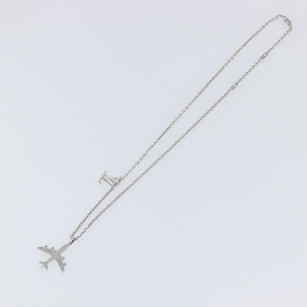 LOUIS VUITTON LV Plane Necklace Metal Silver Tone MP3157 LV Auth 203697V
