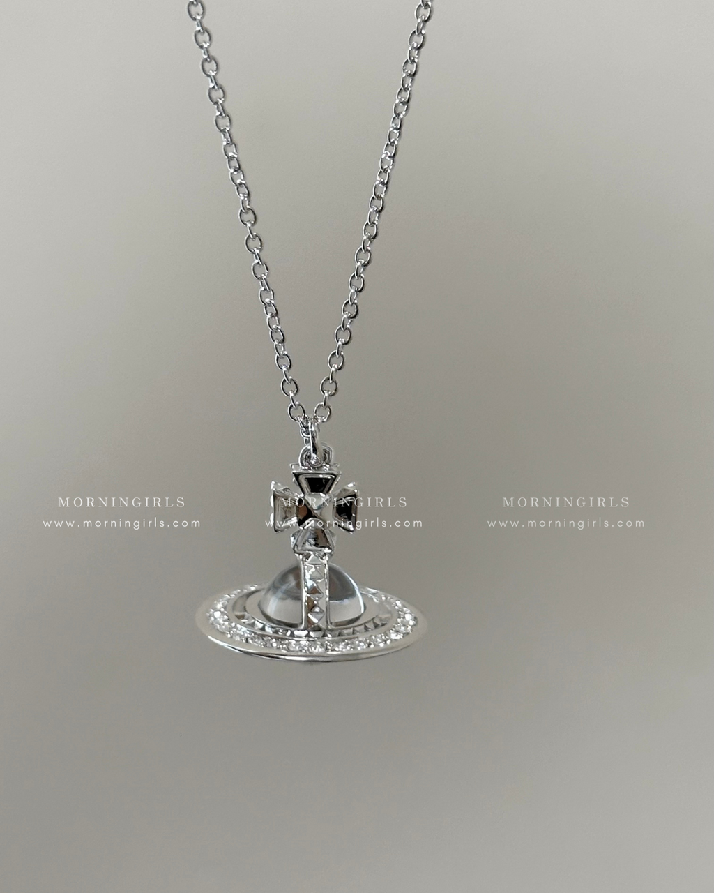 Vivienne Westwood Pina ORB Necklace Medium [Clear White Diamond Planet]