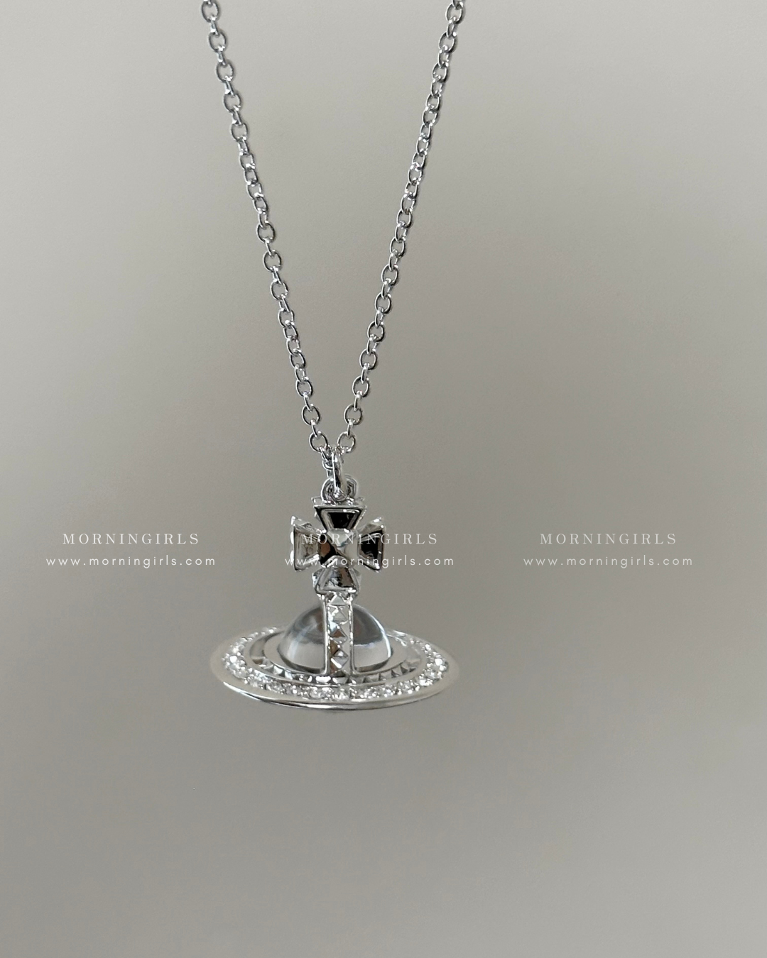 Vivienne Westwood Pina ORB Necklace Medium [Clear White Diamond Planet]