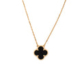 Vintage Alhambra Pendant Necklace 18K Yellow Gold and Onyx