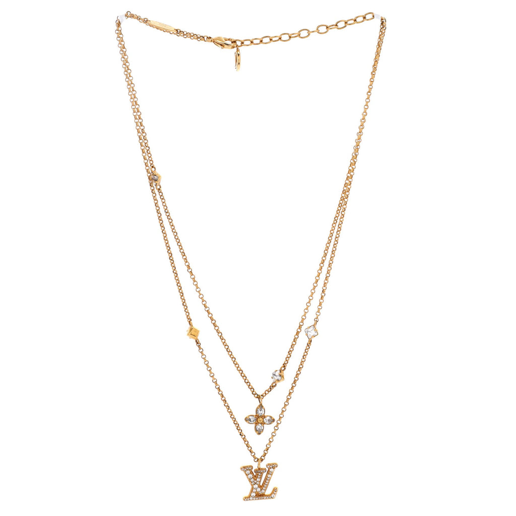 Lady LV Necklace Metal with Crystals