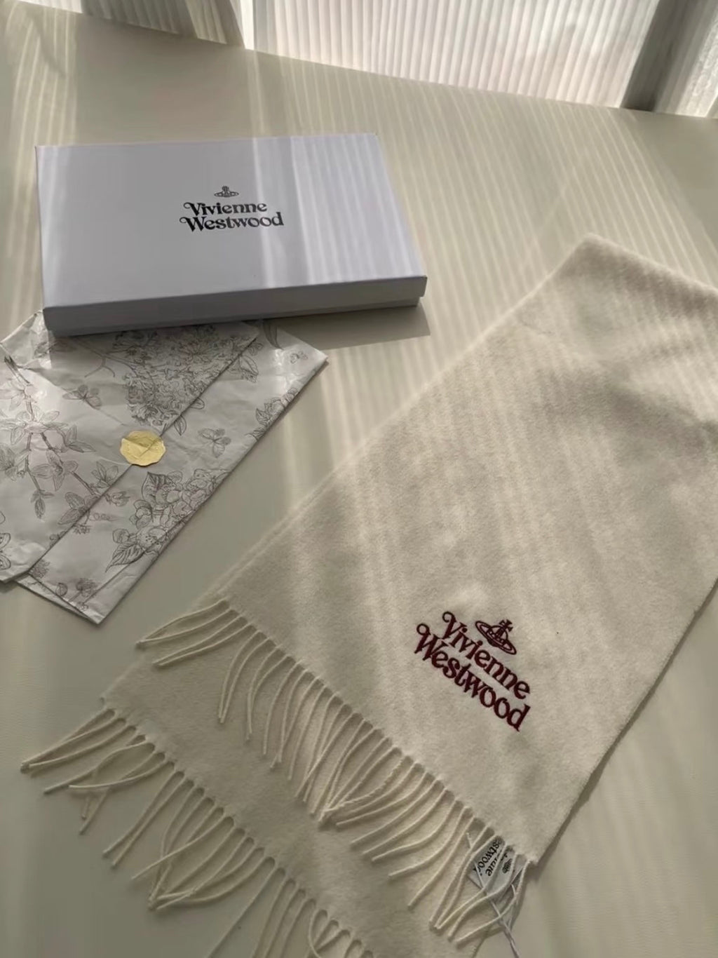 Vivienne Westwood Embroidered Logo Scarf (100% wool)