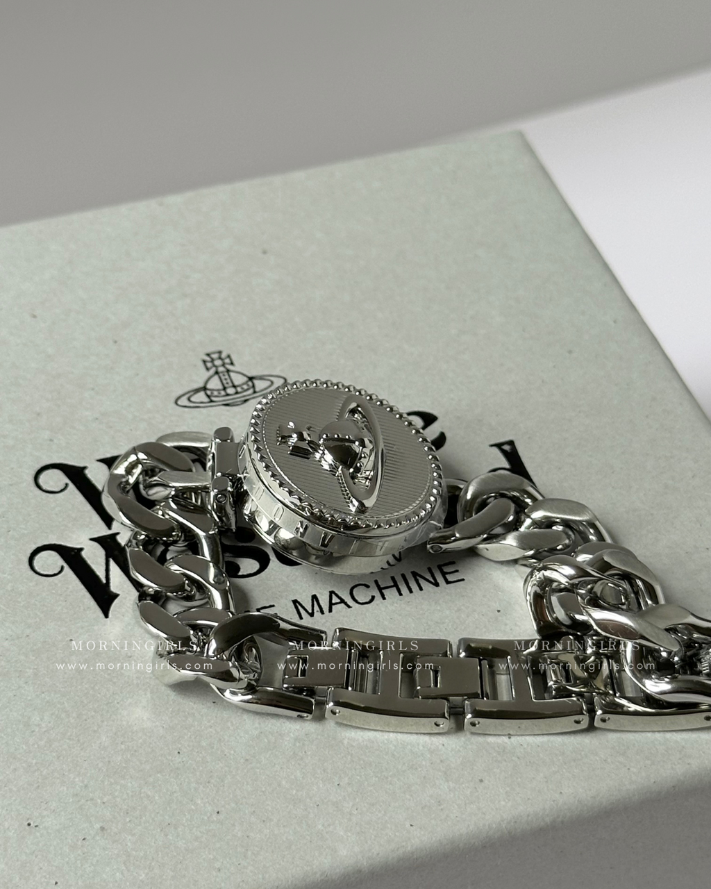 Vivienne Westwood Orb Button Watch, Sliding Case [Cuban Chain, Vintage Style, Sold Out in Europe, Last Batch Arriving Mid-December]