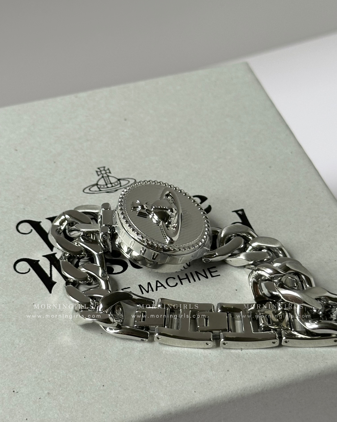 Vivienne Westwood Orb Button Watch, Sliding Case [Cuban Chain, Vintage Style, Sold Out in Europe, Last Batch Arriving Mid-December]