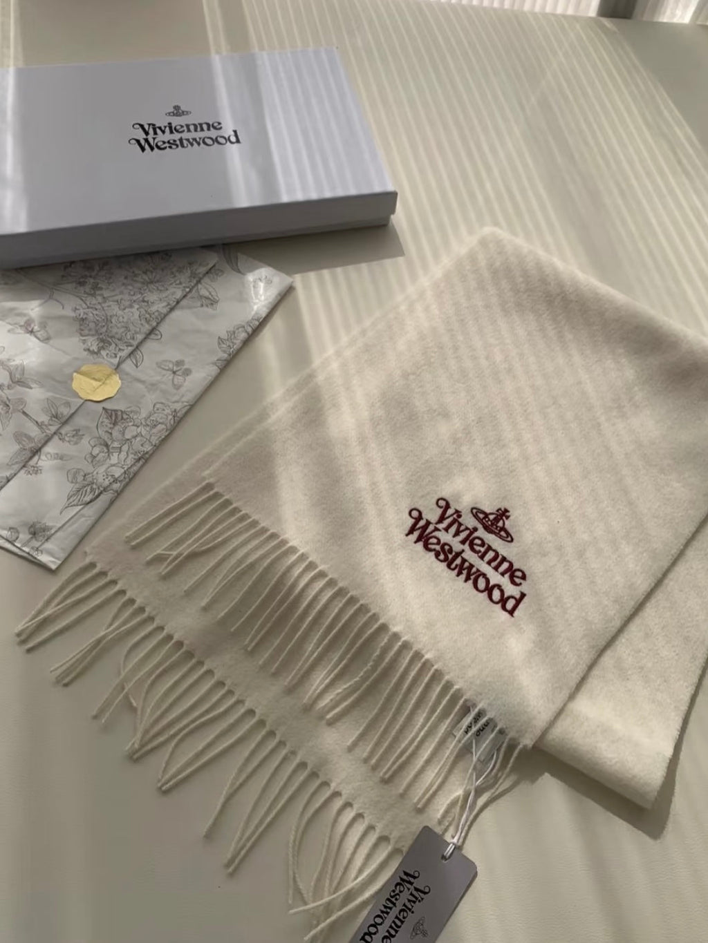 Vivienne Westwood Embroidered Logo Scarf (100% wool)