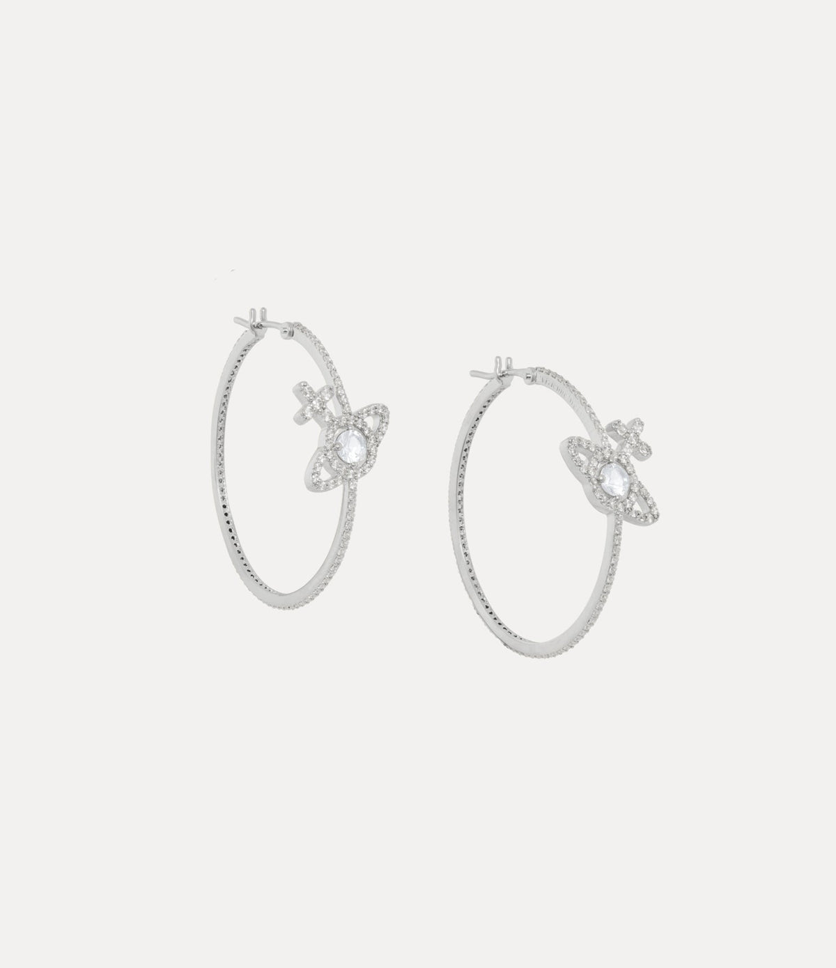 Olympia CZ Hoop Earrings - Silver/White - 6202017X-02P102