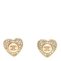 Pearl Crystal CC Heart Earrings Gold White Gold