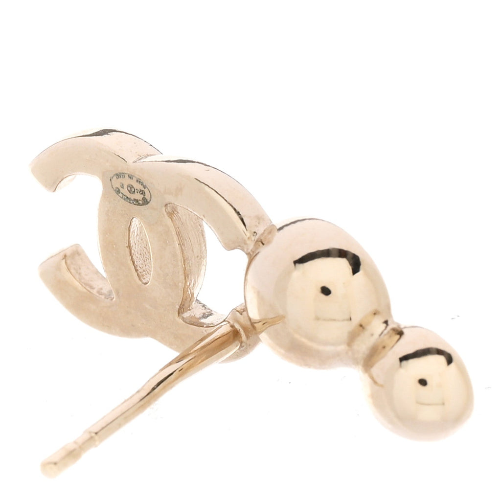 Metal Crystal CC Climber Earrings Gold