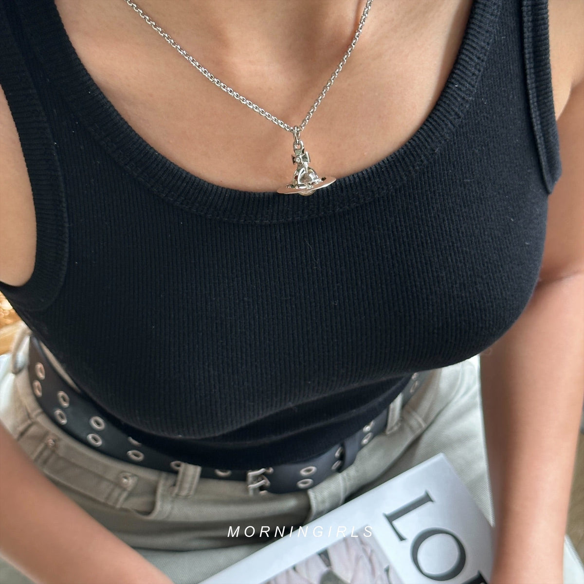 Vivienne Westwood ORB Pendant Crystal Necklace Transparent Silver Planet