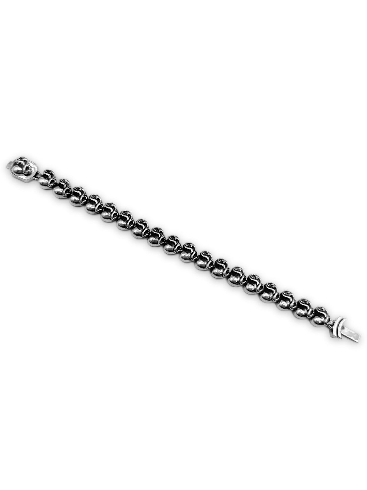 Chrome Hearts ‘Floral Heart’ 18 Link .925 Silver Bracelet