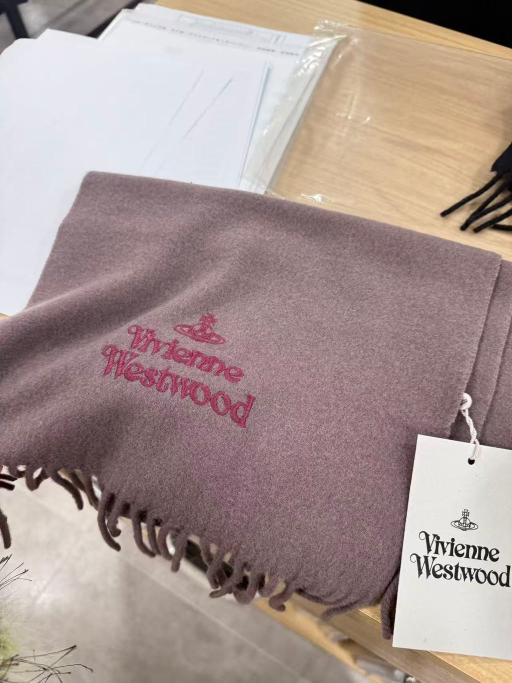 Vivienne Westwood Embroidered Logo Scarf (100% wool)