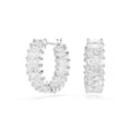 Swarovski Silver Matrix White Baguette Cut Hoop Earrings