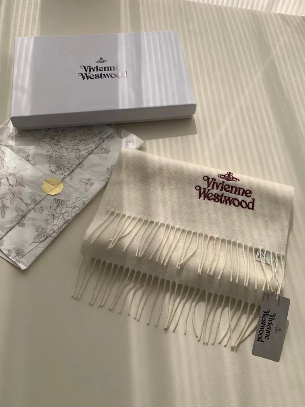 Vivienne Westwood Embroidered Logo Scarf (100% wool)
