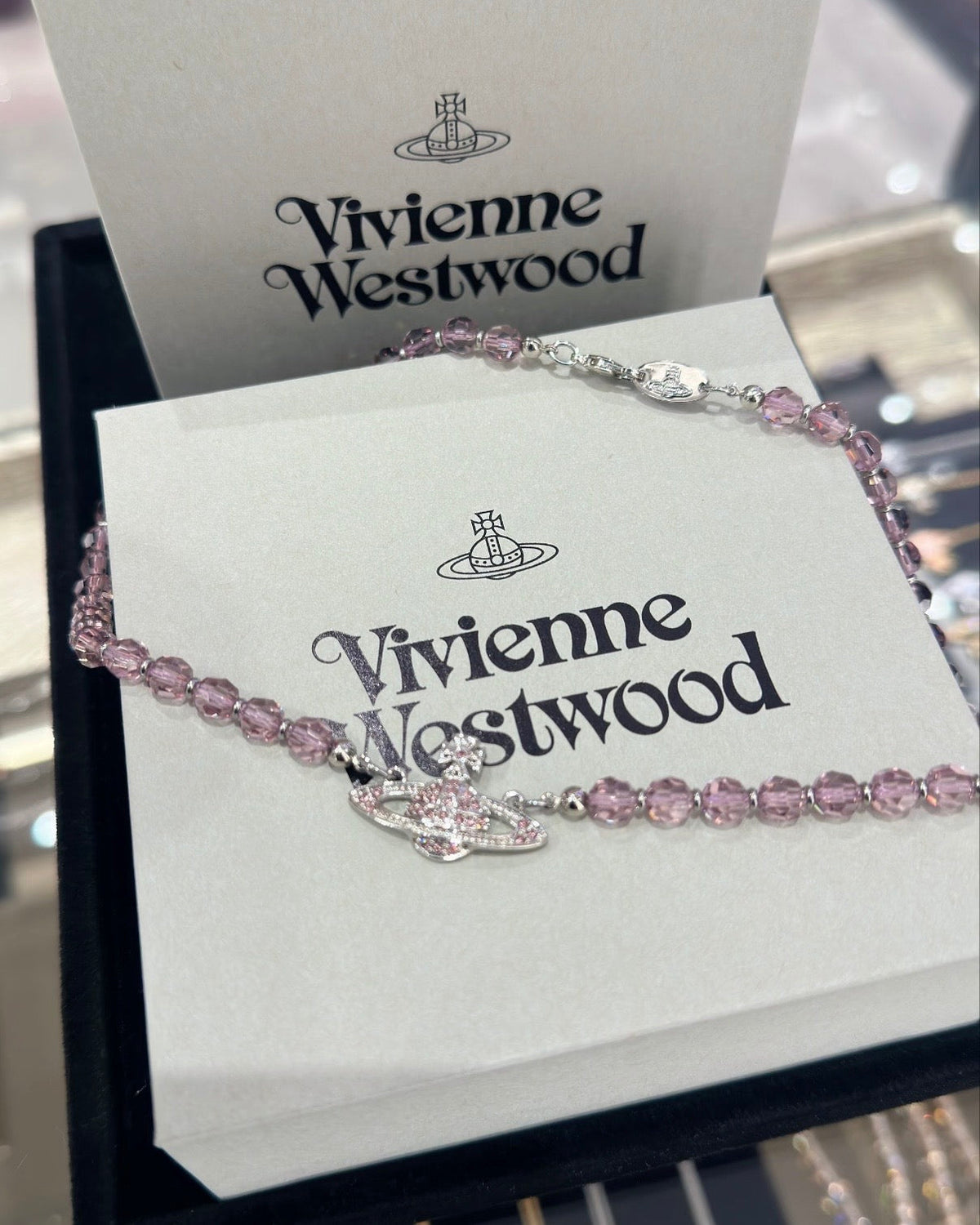 Vivienne Westwood Mini Bas Relief Choker Necklace жњЂж–°зґ«ж°ґж™¶