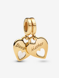 PANDORA Double Heart Split Dangle Charm - 14k Gold