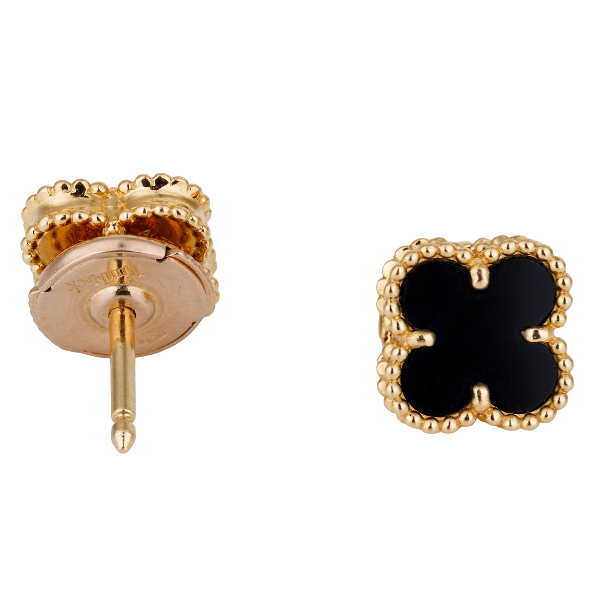 Van Cleef & Arpels Sweet Alhambra Earrings | Onyx & 18k Yellow Gold | Papers | 2023