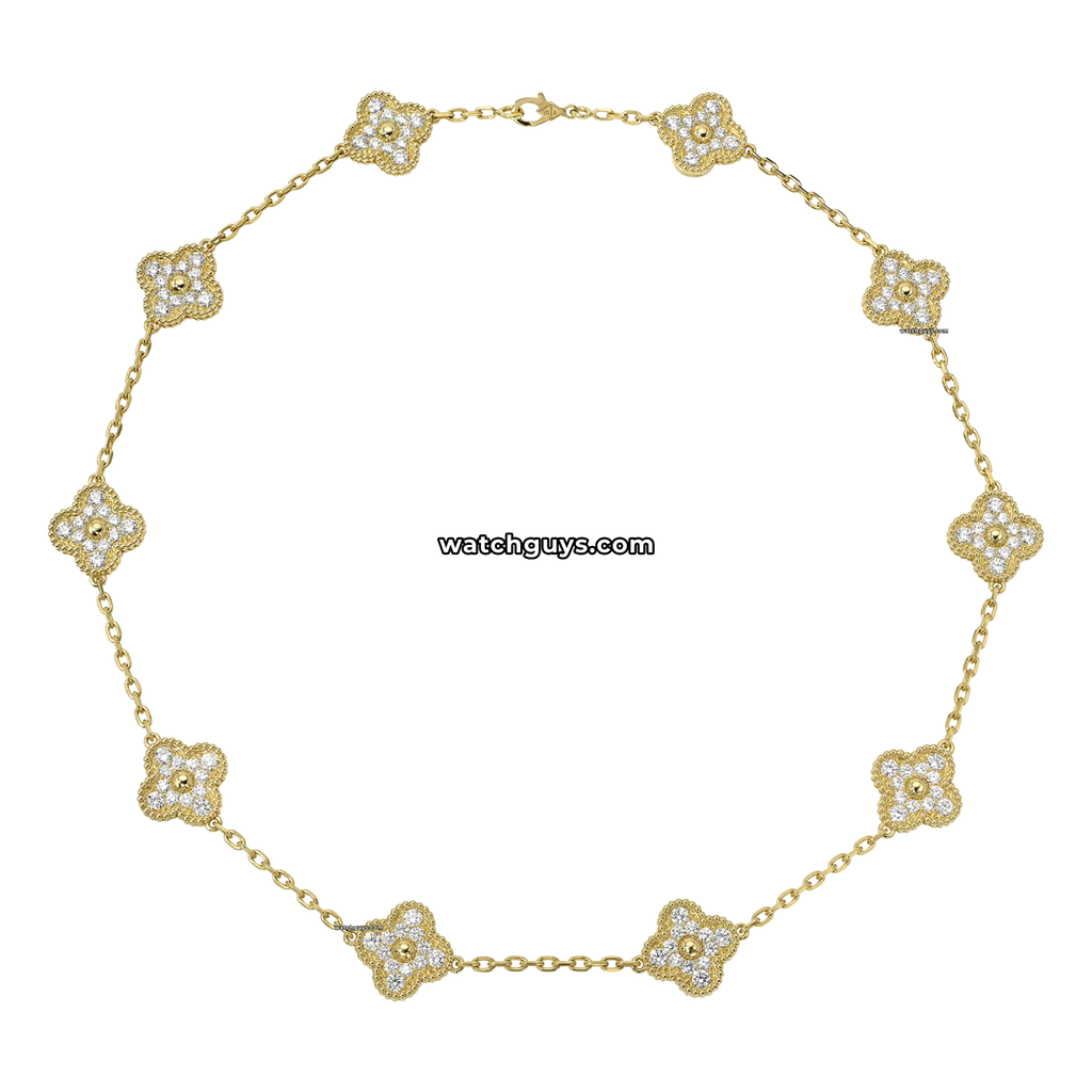 Van Cleef & Arpels Vintage Alhambra Necklace 10 Motif Diamond