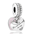 Pandora Mother & Daughter Hearts with Soft Pink Enamel & Clear CZ Dangle