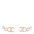 Metal Crystal CC Climber Earrings Gold