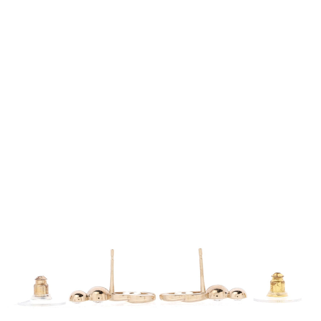 Metal Crystal CC Climber Earrings Gold