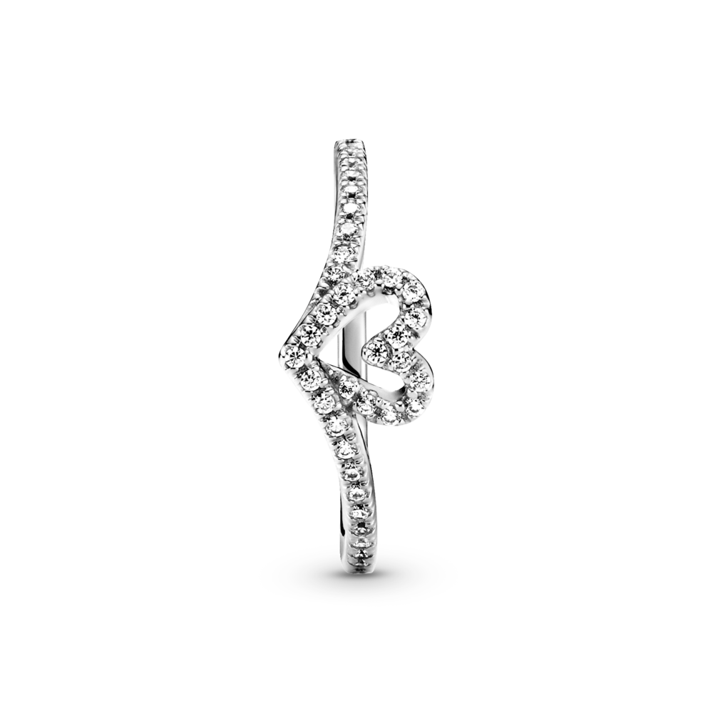 Pandora Sparkling Heart Wishbone Ring
