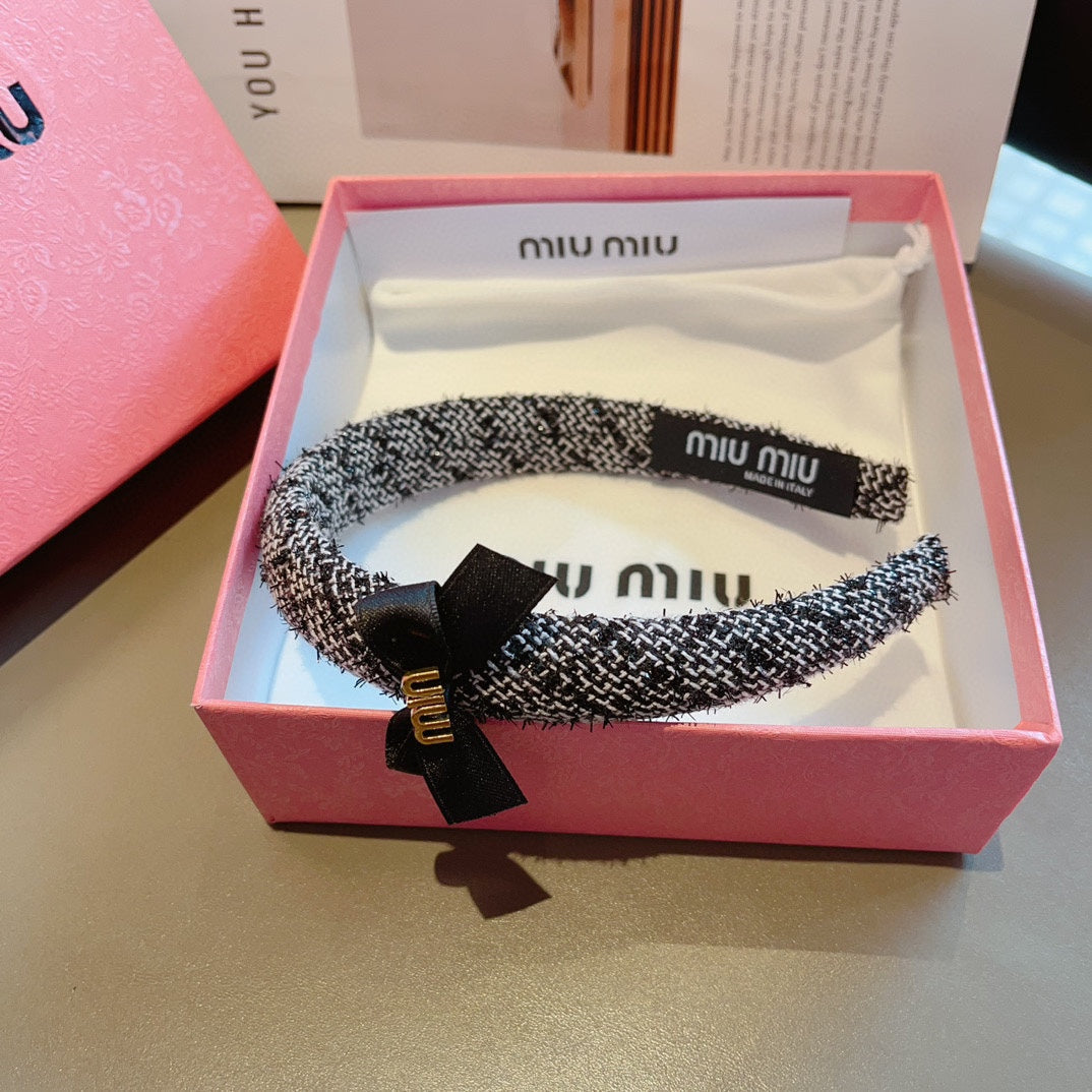 BLACK MIX WHITE HEADBAND TWEED 409371